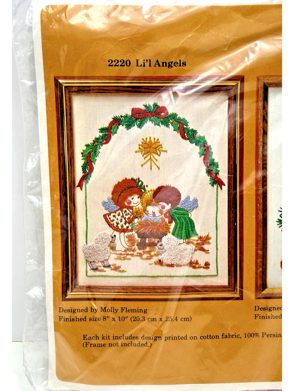 Vtg Creative Circle #2220 Li'l Angels Christmas Crewel Kit 8" x 10" 1981 80s NOS